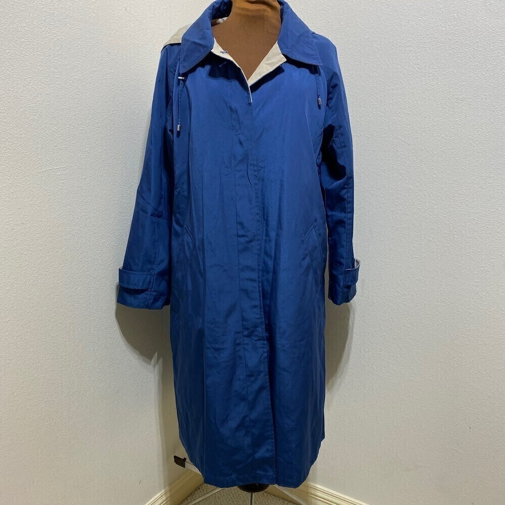 Tog Shop Lined Trench Coat Size Medium Blue Rain Jacket Women’s